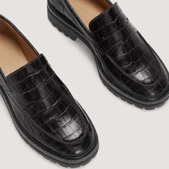 NEW Everlane Black Leather Crocodile Embossed The Lug Loafer - Picture 5 of 13